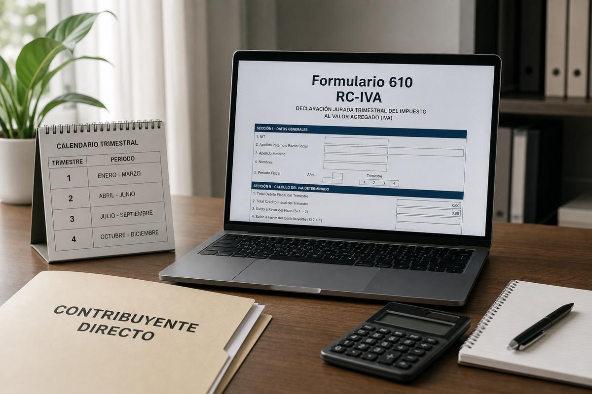 Formulario 610 RC-IVA contribuyente directo Bolivia 2026: cómo declarar ante el SIN