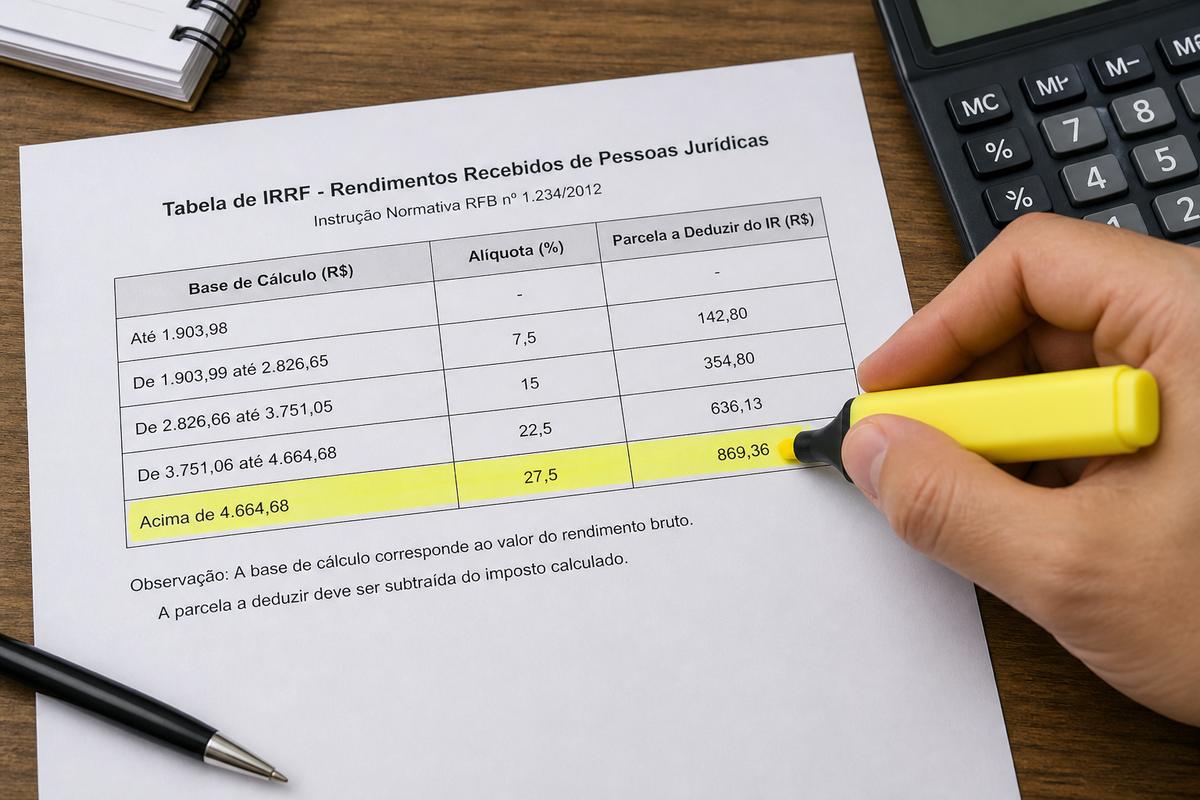 Tabela de retenções IRRF, PIS e COFINS no Brasil 2026: bases, alíquotas e enteramento