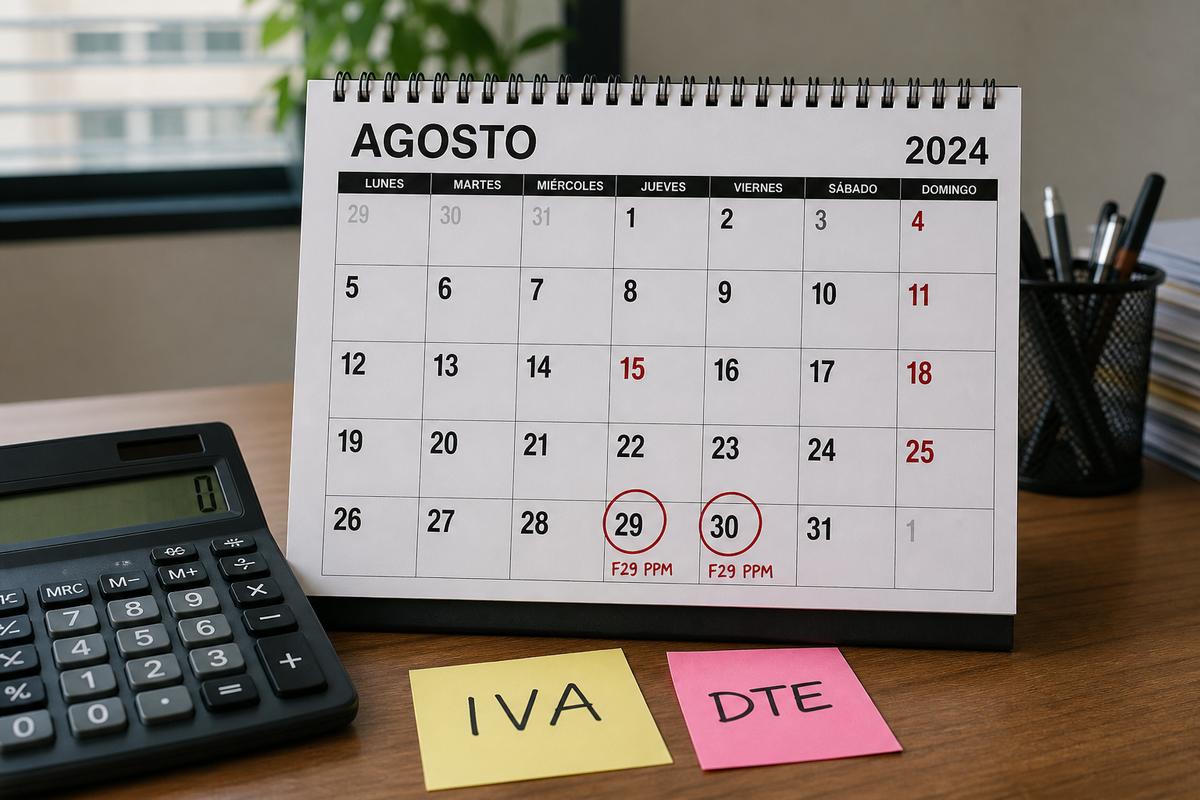 Obligaciones tributarias agosto 2026 SII Chile: F29, PPM, DTE y calendario