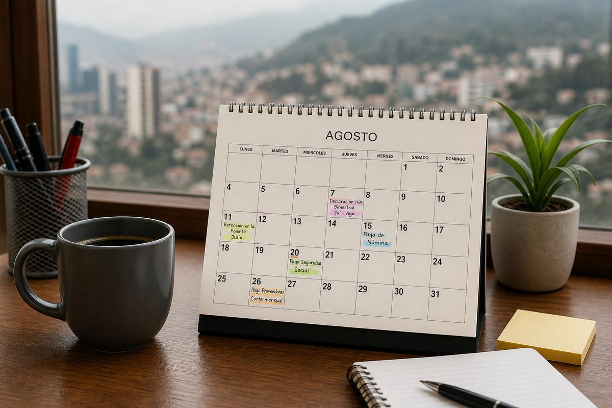 Obligaciones tributarias agosto 2026 DIAN Colombia: calendario IVA, renta y exógena