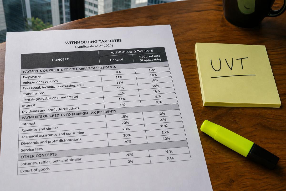 Tabla de retención en la fuente 2026 DIAN: tasas, UVT y cómo enterar sin errores