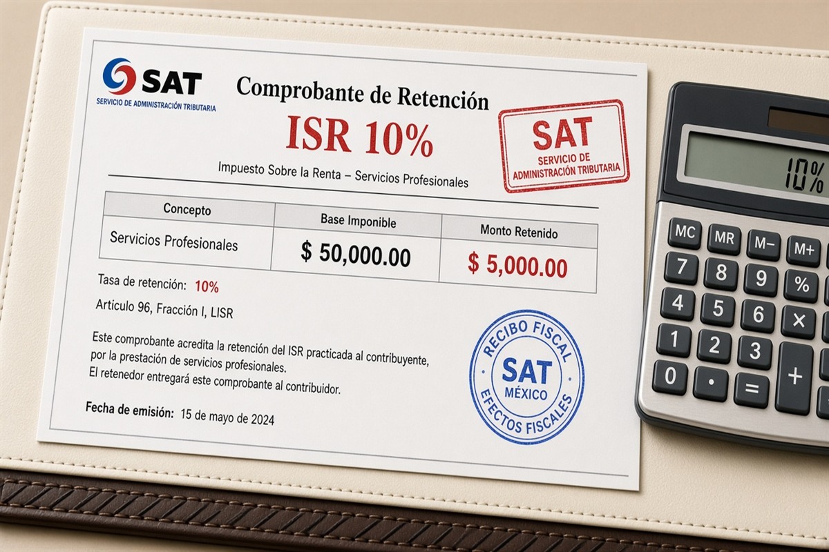 Retención ISR servicios profesionales SAT 2026: calcular, enterar y conciliar