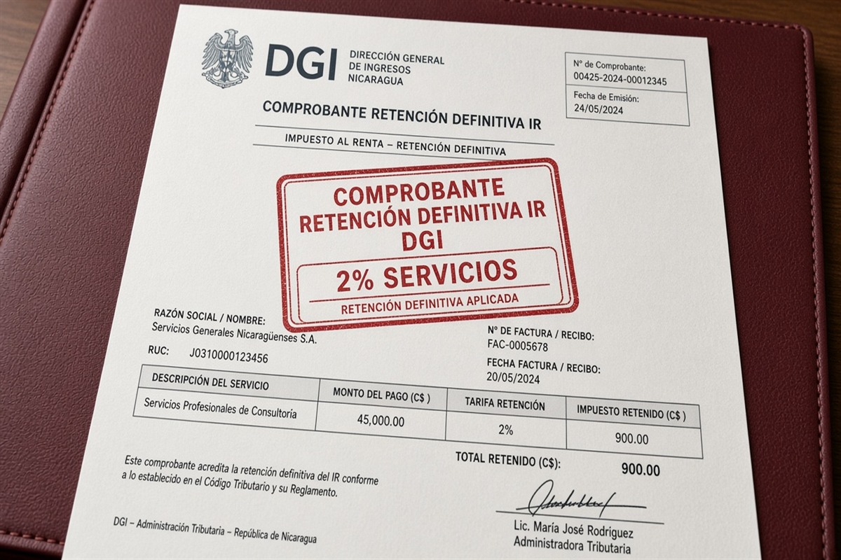 Retención definitiva IR servicios DGI NI 2026: practicar y enterar