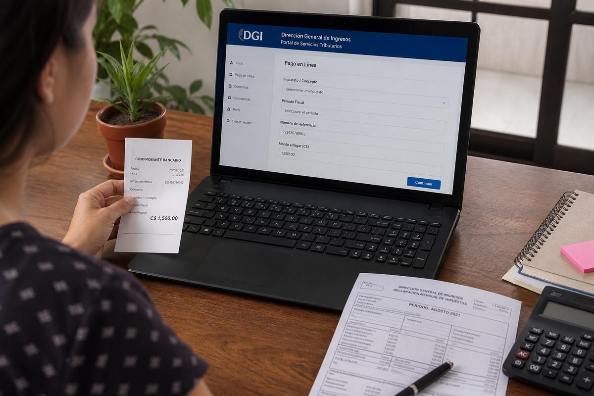 Cómo pagar impuestos ante la DGI Nicaragua 2026: portal, bancos y comprobantes
