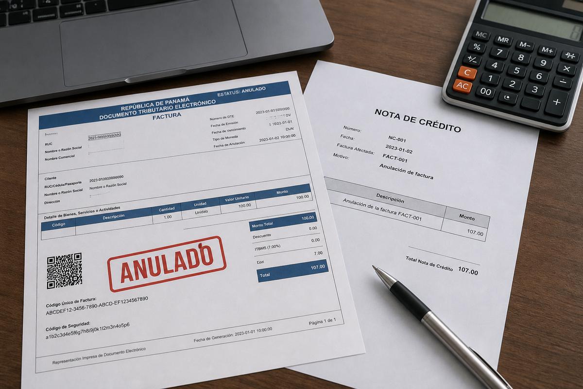 Anular nota de crédito y factura electrónica Panamá 2026