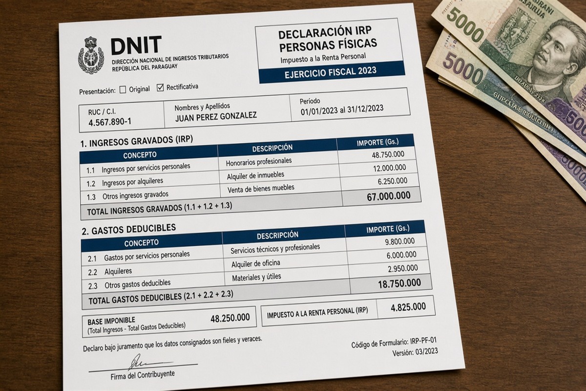IRP personas físicas DNIT 2026: declarar renta personal paso a paso