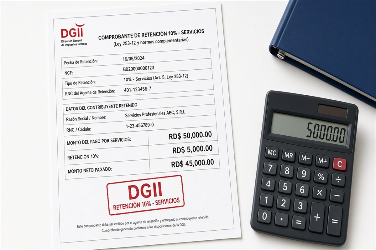 Retención 10% servicios DGII 2026: practicar, reportar y conciliar