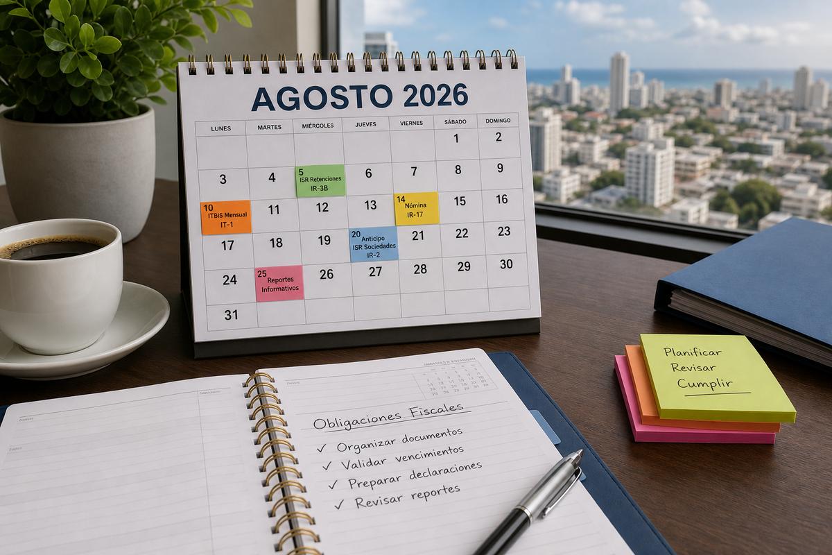 Obligaciones tributarias agosto 2026 DGII: calendario ITBIS, IR-17 y formatos clave