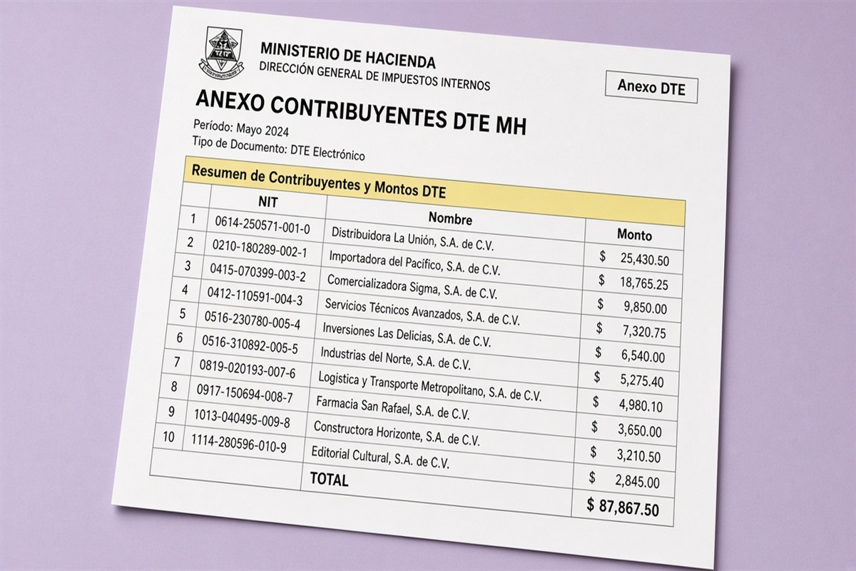 Anexo de contribuyentes DTE MH SV 2026: armar y cruzar con F-07