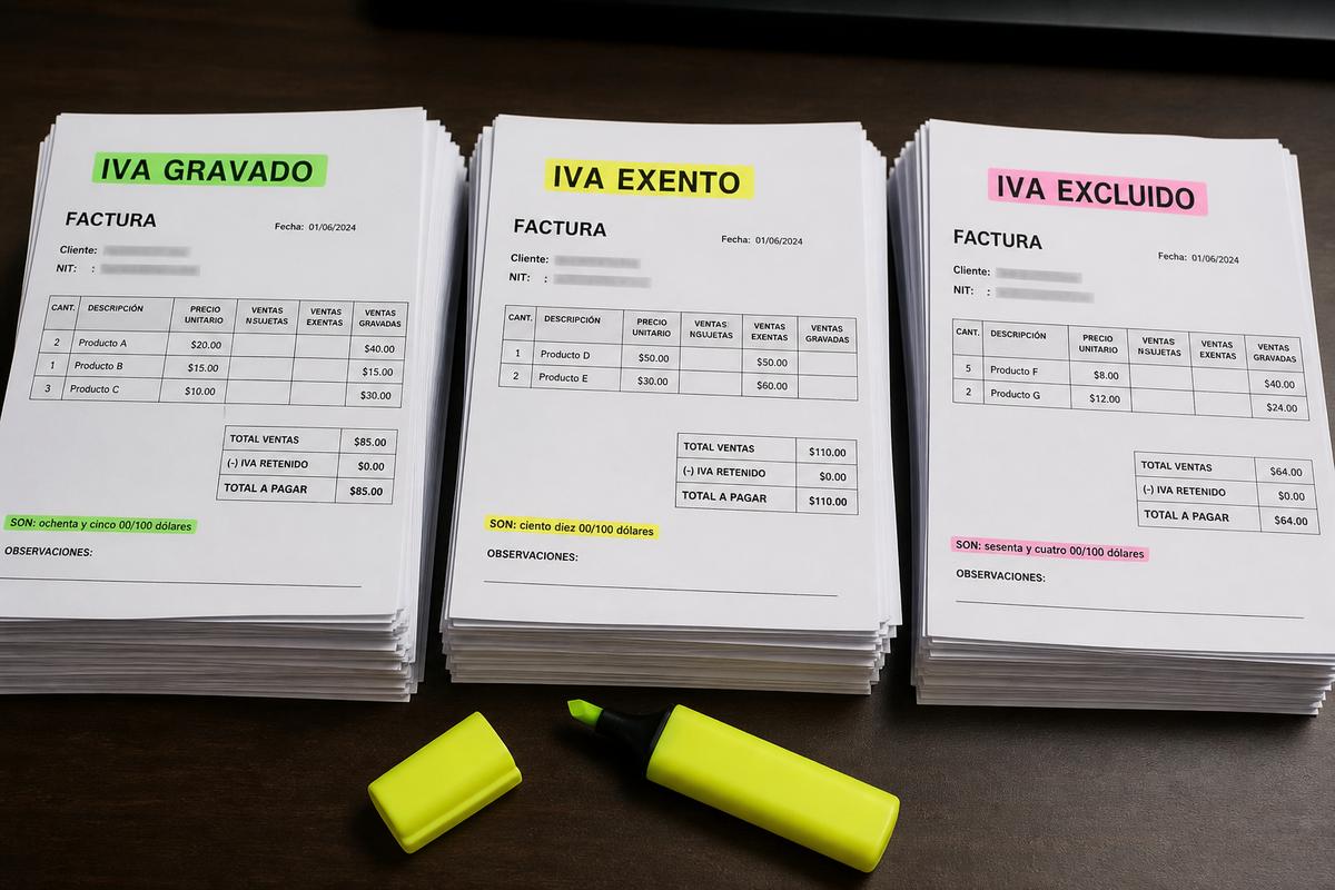 IVA gravado, exento y excluido en El Salvador 2026