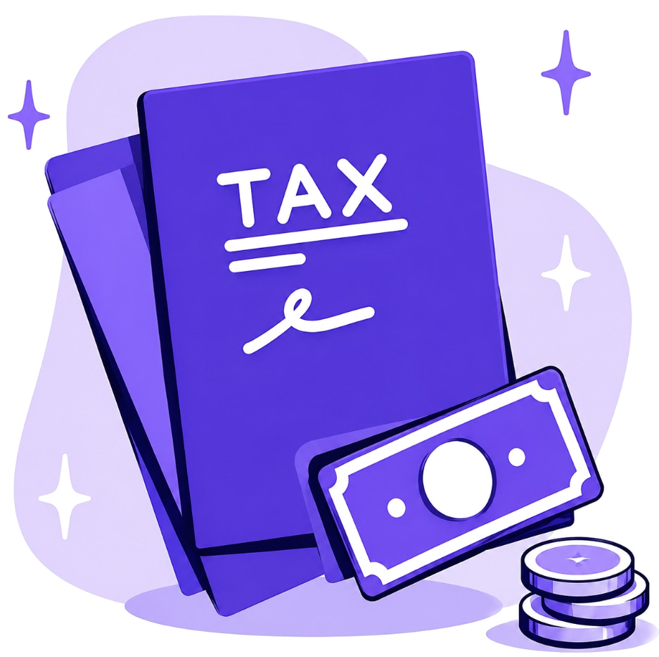 Ilustración de documentos fiscales, facturas y monedas